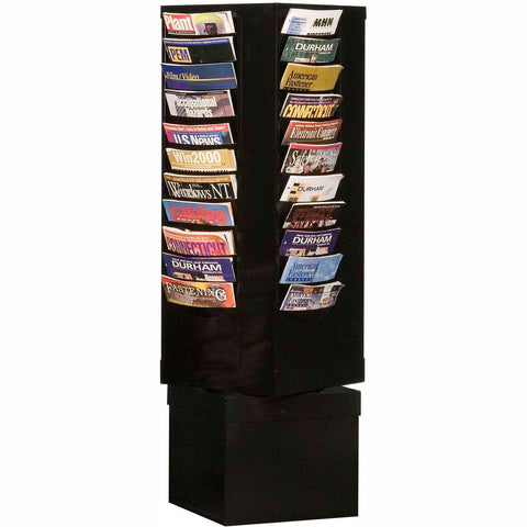 Durham 410-08 Black Cold Rolled Steel 44 Pocket Rotary Literature Rack, 14-1/8" Width x 48-1/2" Height x 14-1/8" Depth