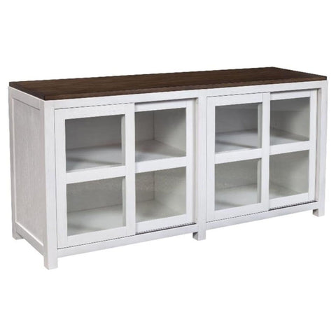 Oakestry Donham Display Cabinet Mystic Brown White Finish Glass Doors Wood Storage Shelves Modern Accent Furniture for Living Room Kitchen Dining Room Organizer Elegant Durable Stylish Showcase Unit