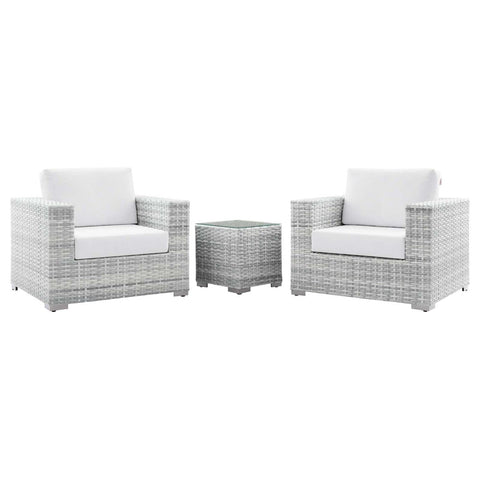 Modway EEI-5444-LGR-WHI Convene 3-Piece Outdoor Patio Set, Light Gray White