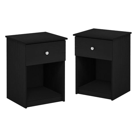 Oakestry Tidur Two Nightstand Drawer Set Two Bedside Table Bedroom Furniture Modern Storage Wooden End Stand (Knob, Black Oak)