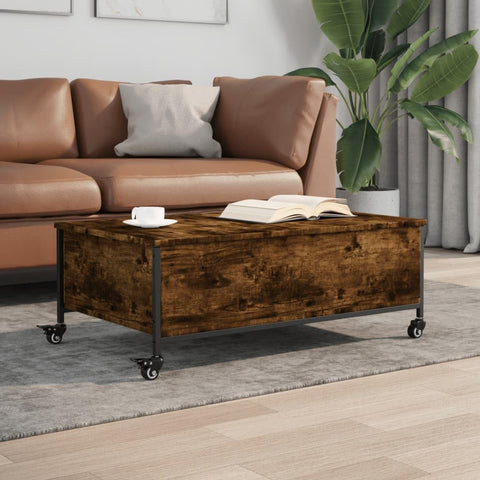 Oakestry Coffee Table Smoked Oak Engineered Wood, Powder-Coated Steel Premium Storage Cabinet Modern Luxury Storage Solution Elegant Dining Interior Furniture Space Saving Organizer