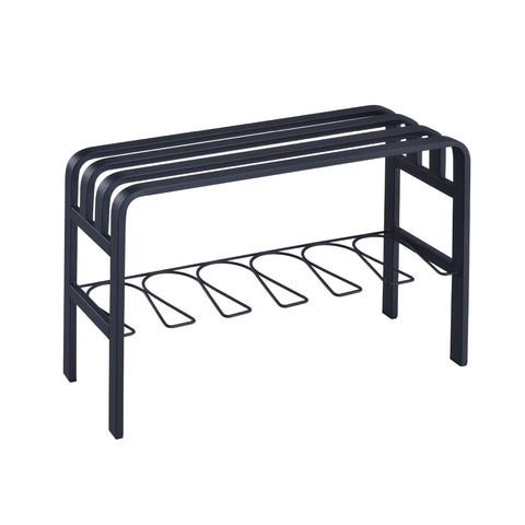 Proman Products - Horizontal Steel Shoe Bench, Shoe Organizer for Entryway, Shoe Storage Bench (Black)