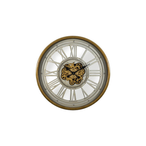 Yosemite Home Decor 31.5" Modern Pewter Metal Gear Clock in Gold