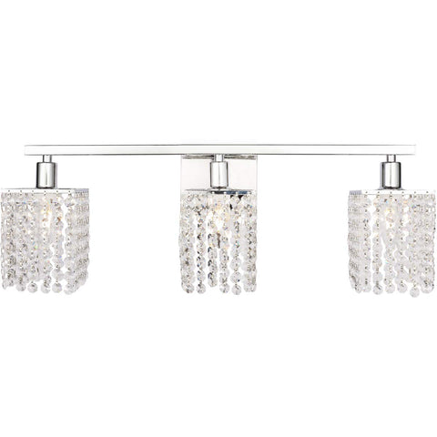 Living District Phineas 3 Light 24" Wide Bathroom Vanity Light with Clear Royal Cut Crystals