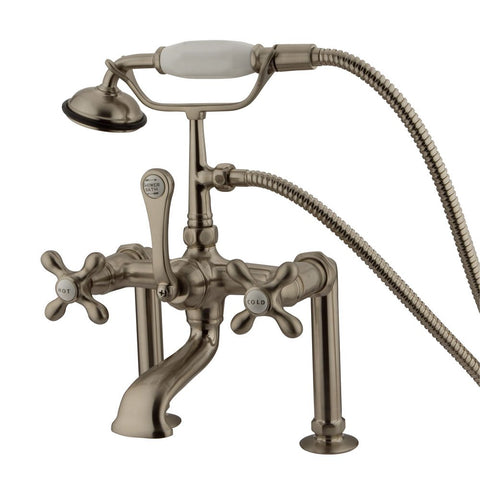Elements of Design Hot Springs DT1038AX Deck Mount Clawfoot Tub Filler with Hand Shower, Satin Nickel