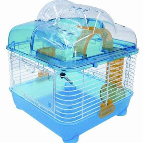 YML Clear Plastic Dwarf Hamster Mice Cage with Ball on Top, Blue