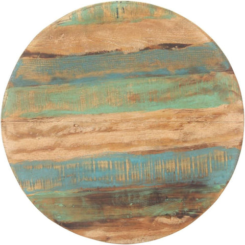 vidaXL Round Dining Table, Handcrafted from 31.5” Solid Reclaimed Wood, Industrial Style Dinner Table with Black Powder-Coated Iron Legs