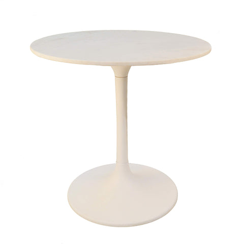Carolina Chair & Table Enzo 30" Round Dining Table - Modern Marble Top with Metal Frame, Pedestal Base Accent Table - Home Decor Mid-Century Furniture for Living Room, Kitchen, Dining Room (White)