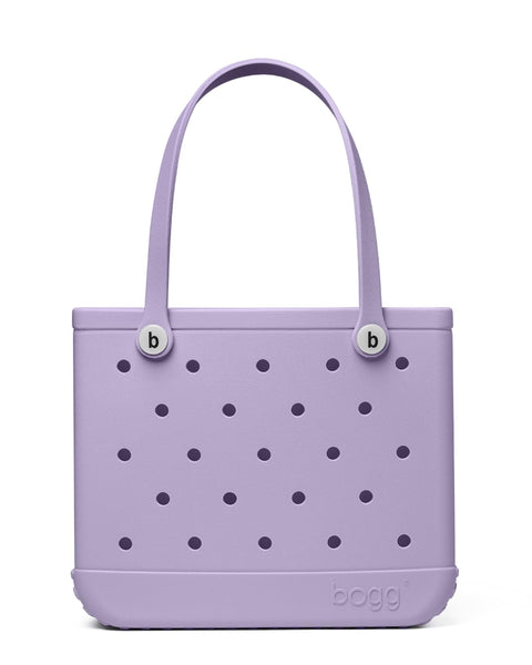 BOGG BAG Medium Tote – 15” x 12.5” x 5” – Durable, Washable, Tip-proof – Beach, Pool, Boat, Work, Sports (I Lilac You a Lot with White Buttons)
