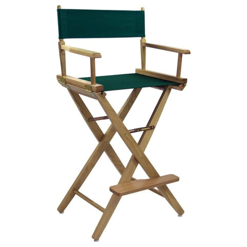 Oakestry Premium Extra Wide 30 Inch Directors Chair Natural Wood Frame Bar Height Folding Design Hunter Green Canvas Seat Lightweight Portable Comfortable Indoor Outdoor Seating Event Furniture