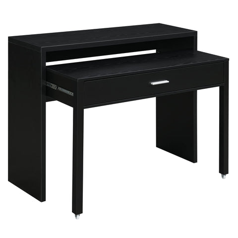 Convenience Concepts Newport JB Console/Sliding Desk with Drawer and Riser, Black