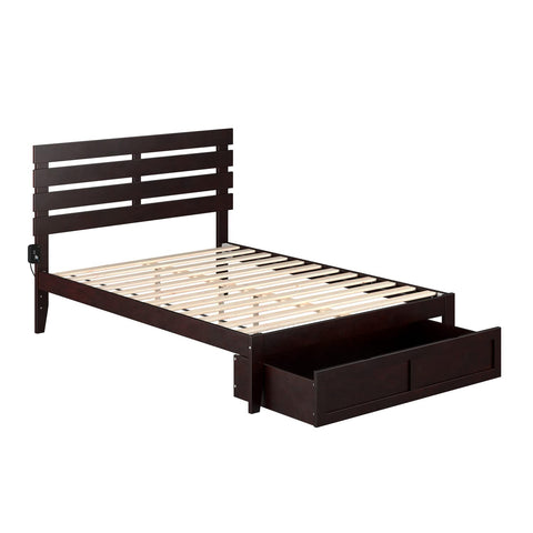 Oxford Full Bed with Foot Drawer in Espresso