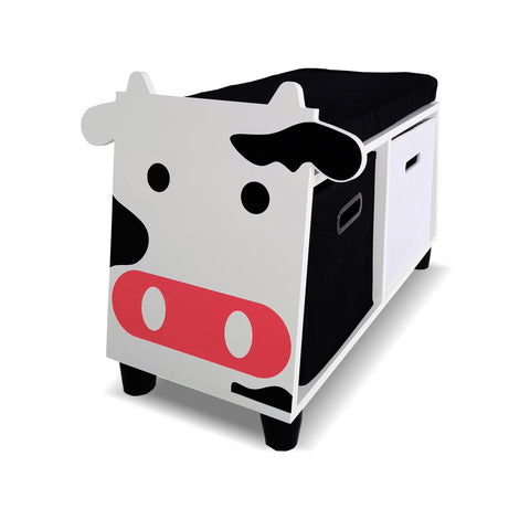 turtleplay Children’s Cow Toy Storage Bench with Cushion