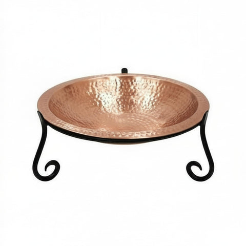 Oakestry Hammered Solid Copper Birdbath Short Stand Outdoor Garden Decorative Pedestal Yard Patio Wildlife Water Bowl Basin