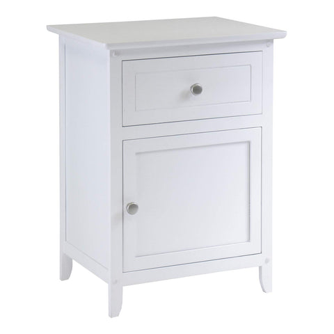 Winsome Eugene Accent Table in White, Classic Small Bedside Table for Bedroom, Sturdy Nightstand with Storage, Convenient Furniture for Couch Side, Living Room, Entryway