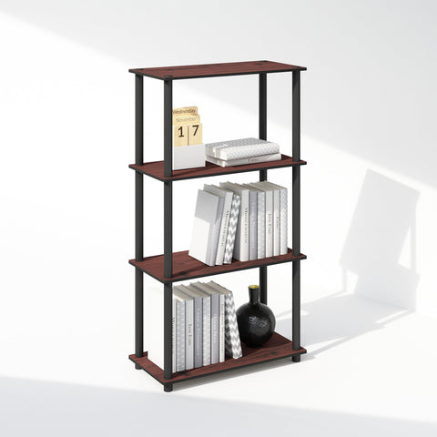 Furinno Turn-N-Tube 4-Tier Multipurpose Shelf Display Rack Shelving Unit Bookcase Dark Cherry/Black