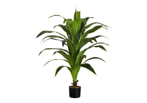 Monarch Specialties I 9542 Artificial Plant, 47" Tall, Dracaena Tree, Indoor, Faux, Fake, Floor, Greenery, Potted, Real Touch, Decorative, Green Leaves