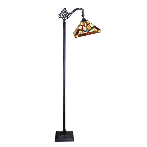 Chloe Lighting Vincent Tiffany-Style Blackish Bronze 1-Light Mission Reading Floor Lamp 11" Shade