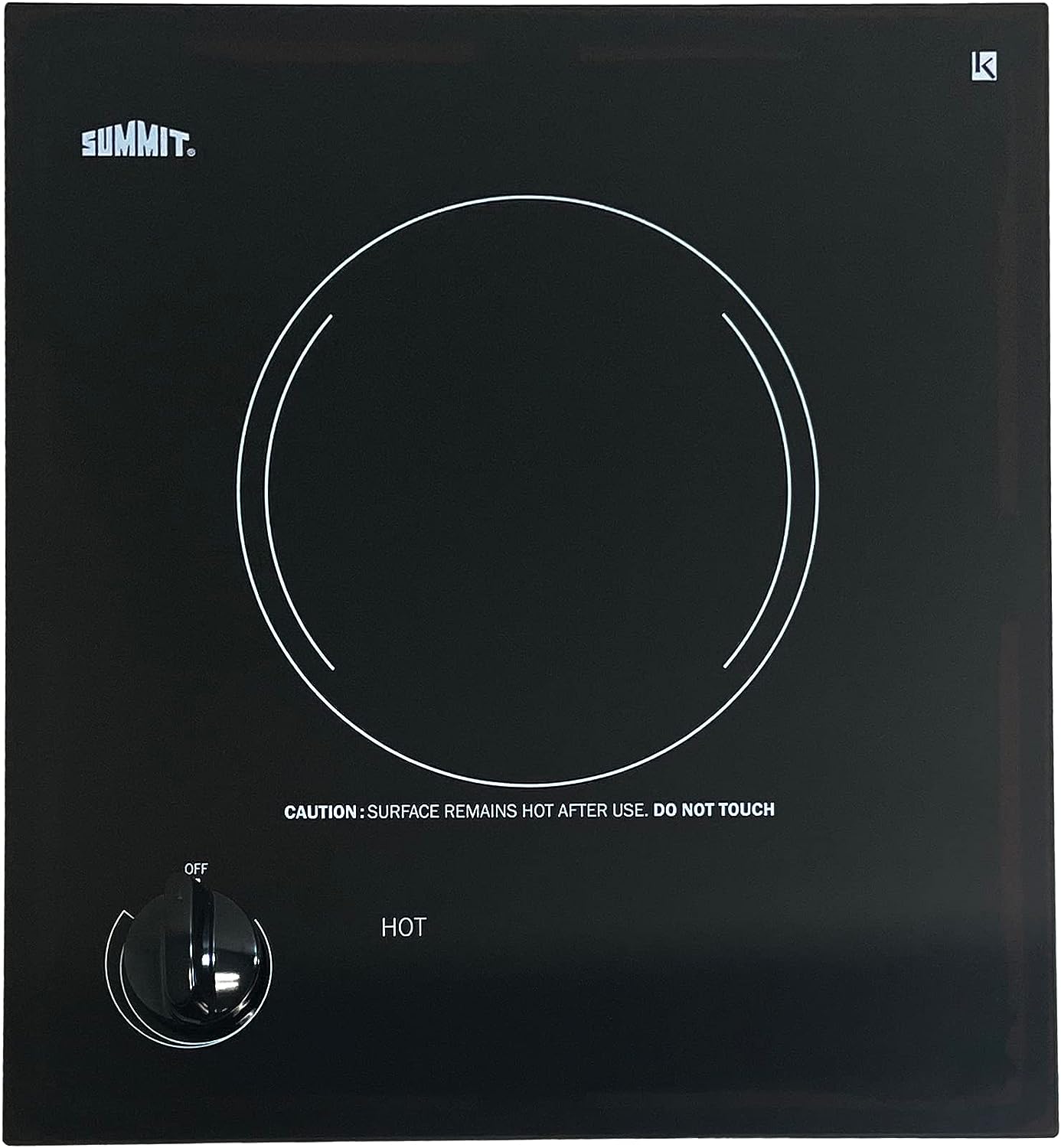 Summit CR1115 12" Wide 115V 1-Burner Radiant Cooktop, Smooth Black Ceramic Glass, 115V, 1200W, ADA Compliant, Safety Heat Indicator, Easy to Clean