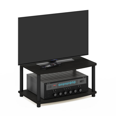 Furinno TURN-N-TUBE TV Riser Stand, 2-Tier Small Elevated No Tools TV Stand with Plastic Poles, TV Console for TV up to 32 inch, 15.8 x 23.8 x 11, for Living Room, Bedroom, Espresso