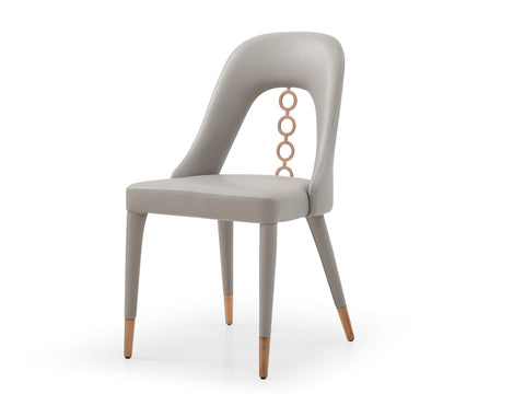 Liza Dining Chair Sophisticated Design Premium Craftsmanship and Ergonomic Comfort Versatile for Home Decor Easy Maintenance Timeless Elegance for Dining Rooms Living Spaces (Light Grey/Rose Gold)