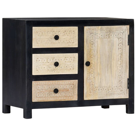 vidaXL Side Cabinet Grey and Natural Solid Mango Wood, MDF Medium