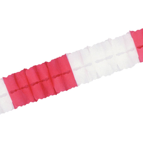 Beistle Red and White Leaf Garlands – 24-Pack Tissue Paper Hanging Streamers for Canadian-Themed Celebrations, Valentine Decorations, Sports Team Events and School Spirit Displays, 4½" x 12' Each