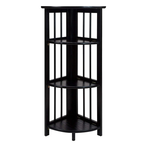Casual Home 4 tier Corner Folding Bookcase, Black