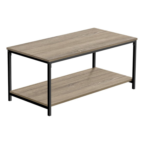 Coffee Table, Accent, Cocktail, Rectangular, Living Room, 40"L, Brown Laminate, Black Metal, Contemporary, Modern