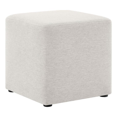 Modway Callum 17 Inch Square Ottoman in Ivory Fabric - Woven Heathered Fabric - Upholstered Ottoman for Living Room, Ottoman Side Table, Vanity Seat - Accent Table or Footrest Ottoman