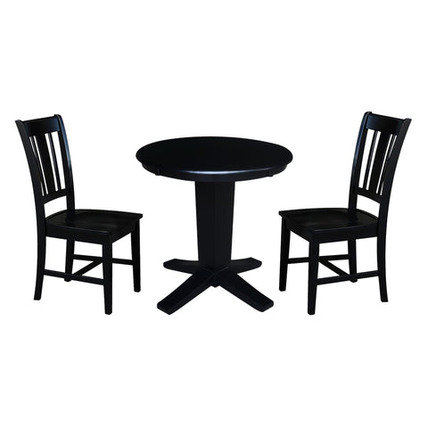 IC INTERNATIONAL CONCEPTS 30" Solid Wood Round Top Dining Table with 2 Dining Chairs
