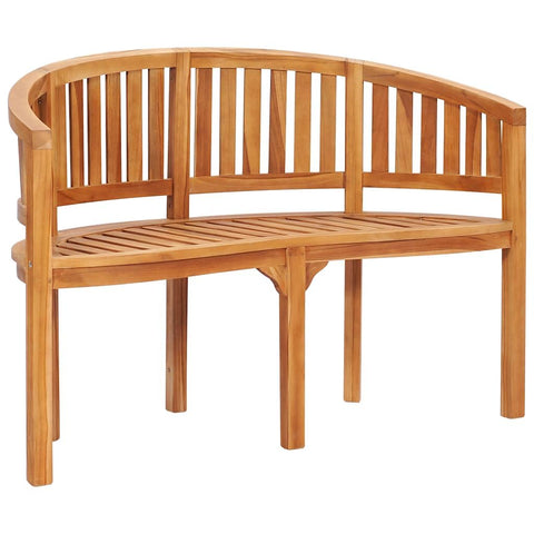 vidaXL Banana-Shaped Garden Bench - Solid Teak Wood, Natural Finish, Easy Maintenance, 2-Seater, Weather-Resistant - Ideal for Patio and Outdoor Use