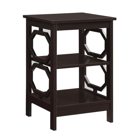 Convenience Concepts Omega End Table with Shelves, Espresso