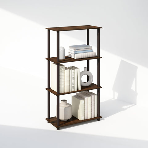 Furinno Turn-N-Tube 4-Tier Multipurpose Shelf Display Rack Shelving Unit Bookcase Walnut/Brown