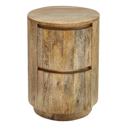 Kingston 2-Drawer 18 in Round Accent Table - Natural Mango