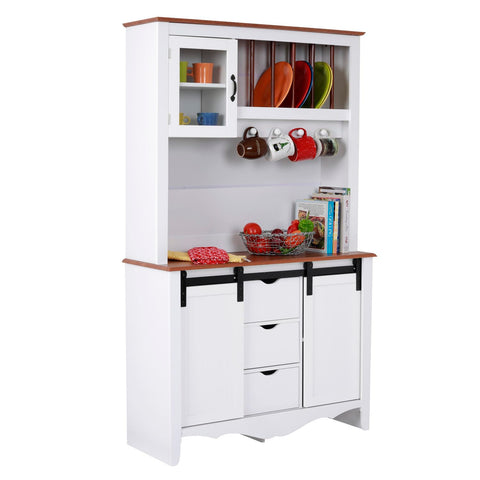 American Furniture Classics OS Home and Office Furniture Model 25309K Countryside Sliding Barn Door Buffet and Hutch, White