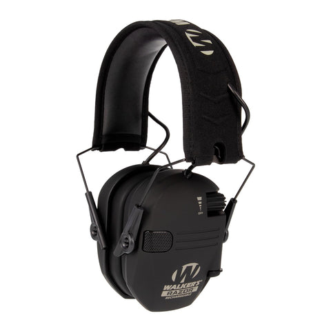 WALKER'S Razor Rechargeable Electronic Muff - HD Speakers 21dB NRR Compact Collapsible Hunting Shooting Hearing Protection Earmuffs, USB Charging Cable Included, Black