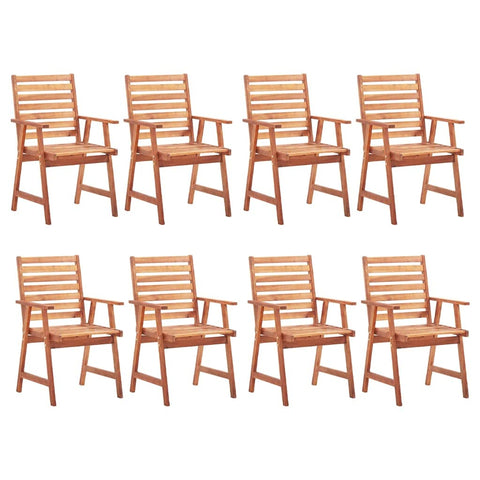 vidaXL - Set of 8 Patio Dining Chairs, Solid Acacia Wood, Outdoor Garden Terrace Furniture, Durable and Weather Resistant, Natural Rustic Design, Brown