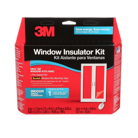 3M Indoor Patio Door Insulation, Insulator Kit for 6'-8" x 9' ft Patio Door, Keeps Cold Air Out and Warm Air In, Includes Heat Shrink Window Film and Scotch Window Film Mounting Tape (2144W-6)