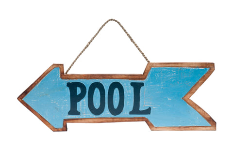 RAM Outdoor Decor Hand Painted Wooden Pool Arrow Wall Art Sign