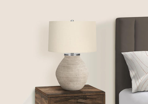 Lighting, 25''H, Table Lamp, Cream Concrete, Beige Shade, Contemporary