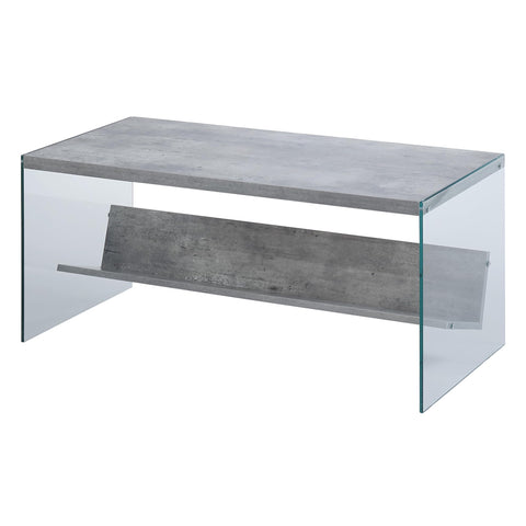 Convenience Concepts SoHo Glass Coffee Table 40" - Modern Living Room Table with Storage Shelf, Contemporary Coffee Table for Family Room, Faux Birch