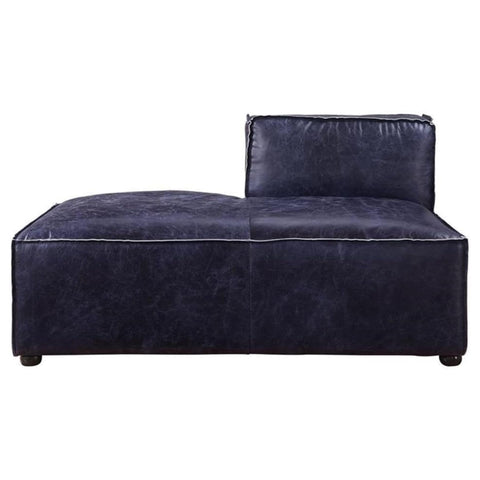 Oakestry Birdie Top Grain Leather Modular Chaise Vintage Blue Upholstered Stylish Modern Living Room Seating Contemporary Lounge Relaxing Premium Home Décor Flexible Configurable Furniture
