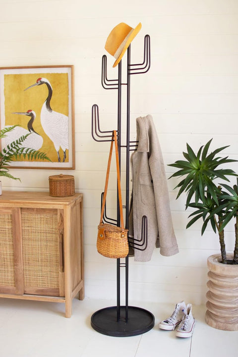 KALALOU CLA1391 Black Iron Cactus Coat Tower - Kd Not Freight