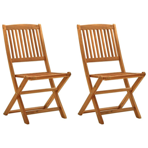 vidaXL Folding Patio Chairs 2 pcs Constructed from Solid Eucalyptus Wood - Weather-Resistant, Oil Finished Surface, Contemporary Style for Garden, Terrace or Patio