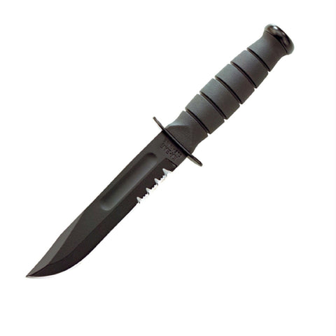 KA-BAR Knives, Inc Ka-Bar Short Black Fixed Serrated Blade Knife Short Black, Ser w/Leather Sheath 1257