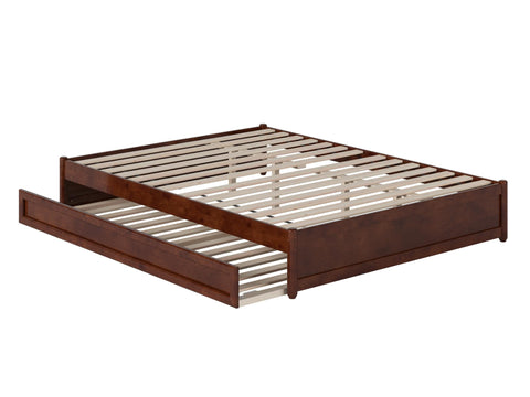 Barcelona Queen Panel Platform Bed with Twin XL Trundle in Walnut
