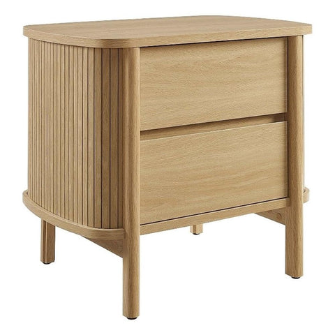 Modway Cadence Fluted 2-Drawer Nightstand in [Color] - Mid Century Modern Bedside with Storage - Wood Grain - Boho Side or End Table for Living Room or Bedroom