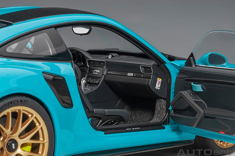 Autoart Porsche 911 (991.2) GT2 RS Weissach Package Miami Blue with Carbon Stripes 1/18 Model Car