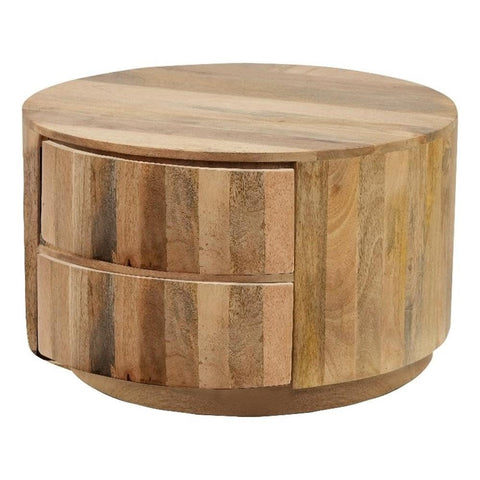 Christa 2-Drawer 30 in Round Coffee Table - Natural Mango